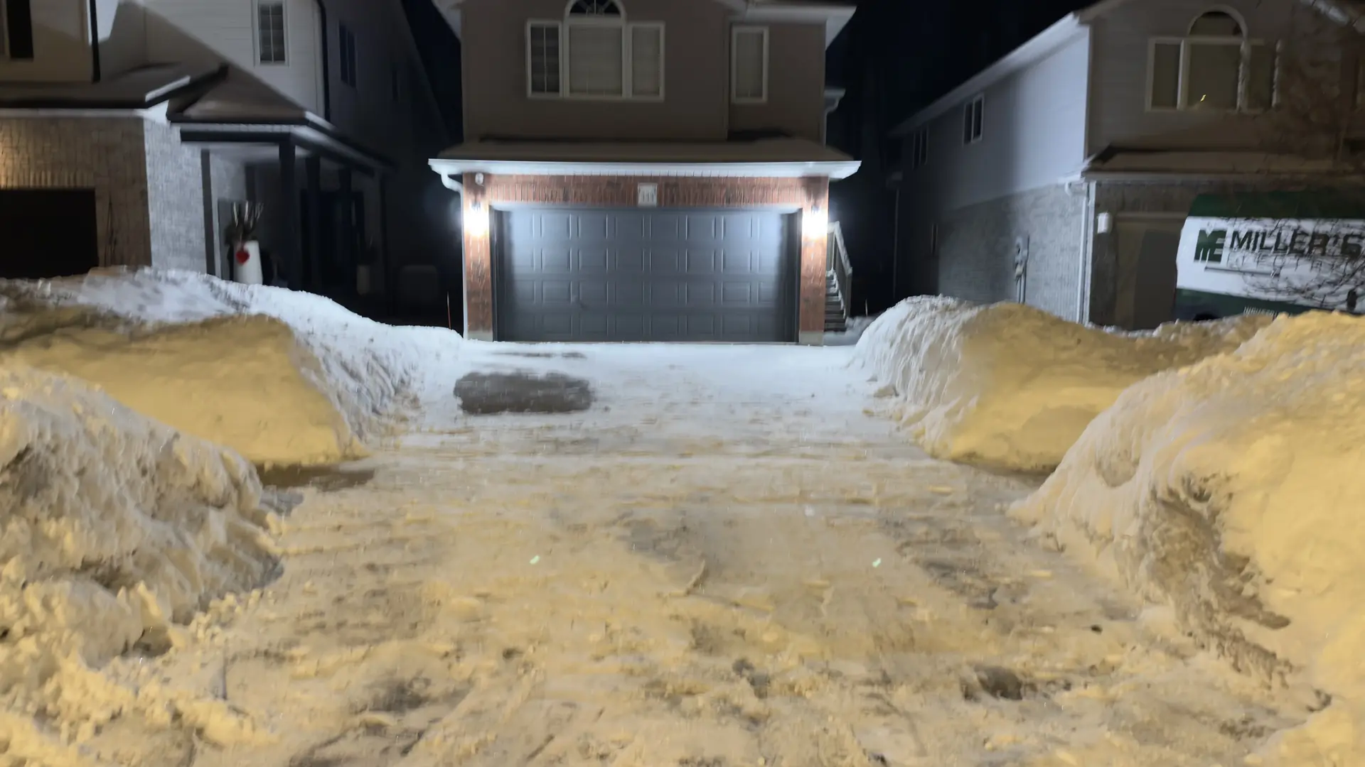 Plow and salt services on a Kitchener driveway